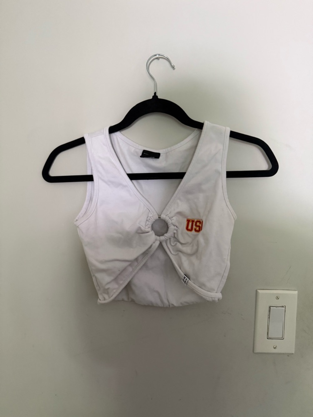 White US™ Ring-Front Crop Tank Top